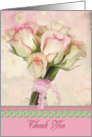 thank you-pink rose bouquet with ruffled ribbon card