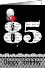 85th Birthday, Balloon Bouquet On Black With Gingham Border card