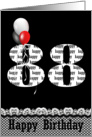 88th Birthday--red, white and black balloon bouquet on black card