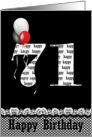 71st birthday-red,white and black balloon bouquet on black card