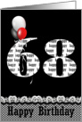 68th Birthday-red, black and white balloon bouquet card