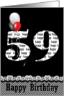 59th birthday-red,white and black balloon bouquet card