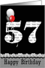 57th Birthday Balloon Bouquet On Black card