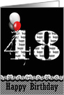 48th birthday-balloon bouquet on black with lace-like border card