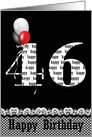 46th Birthday red, white and black balloon bouquet on black card