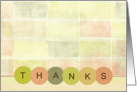 Thanks-retro design with simple tiles and soft pastel texture card