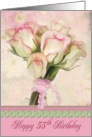 55th birthday-rose-bouquet on soft textured background card