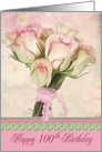 100th Birthday pink rose bouquet card
