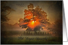 loss of Father with tree in mist at sunrise card