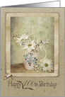 100th birthday, daisy bouquet in antique pitcher card