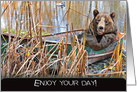 Father’s Day for Son, bear in rusty row boat card