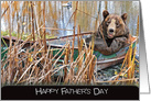 Father’s Day for son, smiling bear in rusty row boat and weeds card