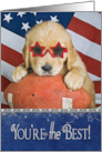 Golden Retriever Puppy on a Football For Father’s Day card