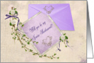 Junior Bridesmaid request-floral branch on purple wedding stationery card