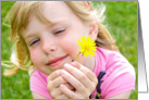 Thinking of You-smiling little girl with dandelion and ladybug card