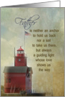 Father’s Day-Big Red lighthouse with grungy texture overlay card