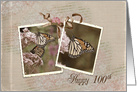 100th birthday for mother pair of butterfly photos in retro frame card