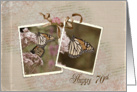 70th Birthday for Mother - Monarch butterflies in vintage frames card