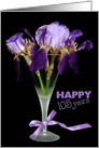 105th birthday purple iris flowers in wine glass card