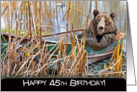 45th birthday bear in rusty row boat card