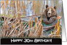 30th Birthday Bear in Rusty Row Boat card