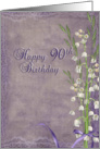 90th birthday lily of the valley-purple-bouquet-lacy card