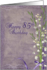 grandma-85th birthday-lily of the valley-purple-bouquet-lacy card