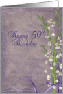 grandma-50th birthday-lily of the valley-purple-bouquet-lacy card