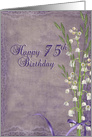 75th Birthday for Mom, lily of the valley bouquet on purple background card