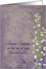 granddaughter, sympathy, lily of the valley, purple, flower, bouquet card
