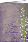 mom, birthday, lily of the valley, purple, flower, bouquet card