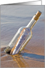 Birthday message in a bottle on the beach card