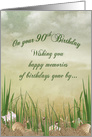90th Birthday seashells in sand with beach grass card