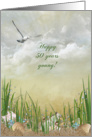 50th birthday-seagull with seashore treasures card