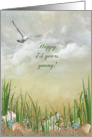 75th Birthday-seagull with seashore treasures card