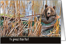 birthday for step dad, bear in rusty row boat card