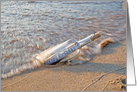 brother’s birthday message in a bottle on the seashore card