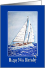 54th birthday-watercolor sailboat on high seas card