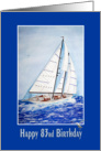 83rd birthday-watercolor-sailboat-sailing-nautical-birthday card