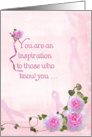 for breast cancer survivor with pink ribbons and roses card