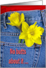 Yellow Daffodils in Blue Jean Pocket for Birthday card