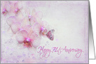 71st anniversary butterfly on orchids with bubbles card