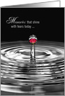 loss of mother sympathy red rose in water droplet and ripples card