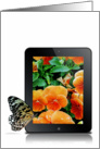 Thinking of You-butterfly on an electronic tablet with pansy image card