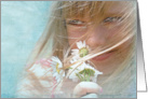 Little Blond Girl With Daisies For Thinking Of You card