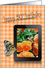Tree Nymph Butterfly On An Orange Pansy Photo For 50th Birthday card