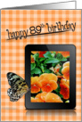 89th birthday, butterfly, pansy, flower card