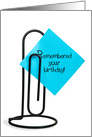 birthday note in large black paper clip card