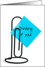 thinking of you note on paper clip card