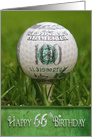 66th birthday, golf ball on a tee with hundred dollar bill design card
